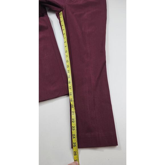 Slim crop maroon faux leather trim Anthropologie career business casual EUC sz 2 - Picture 7 of 9
